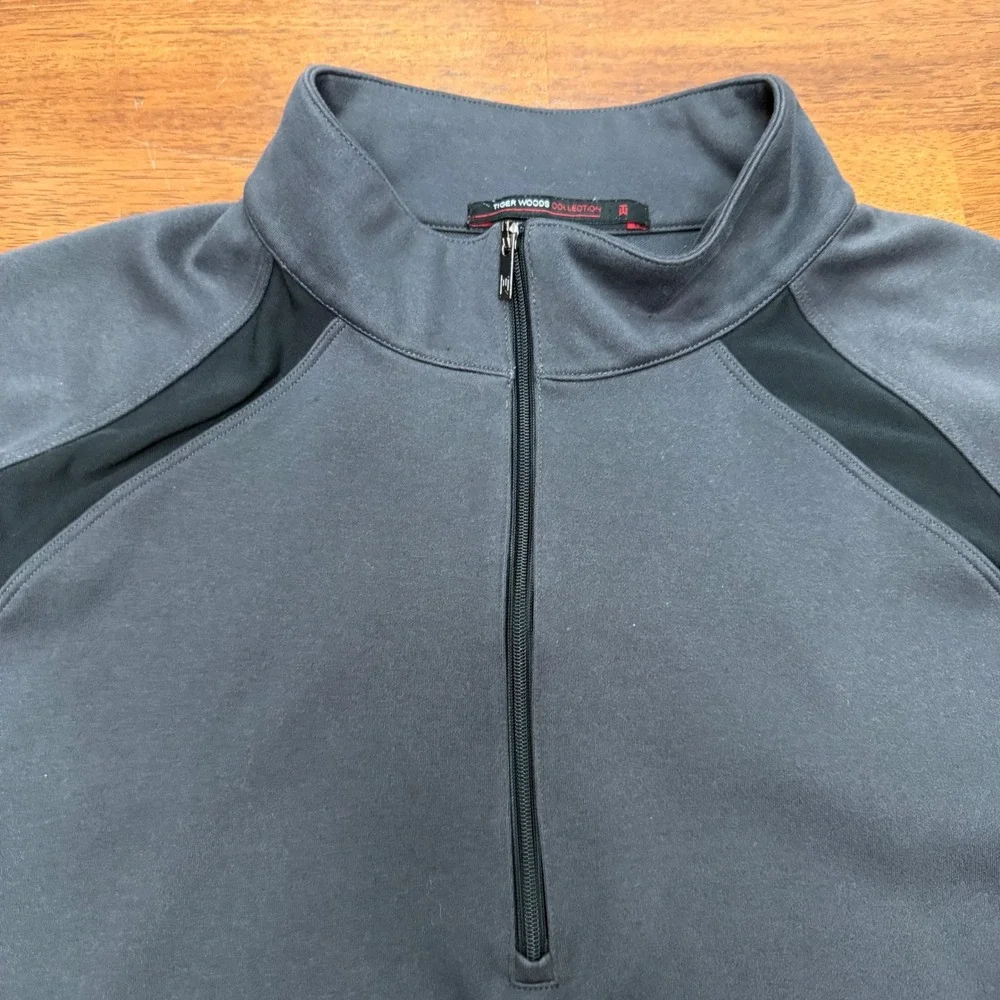 Nike Tiger Woods Collection Quarter Zip Pullover Mens XL Grey Black Golf‎ Top